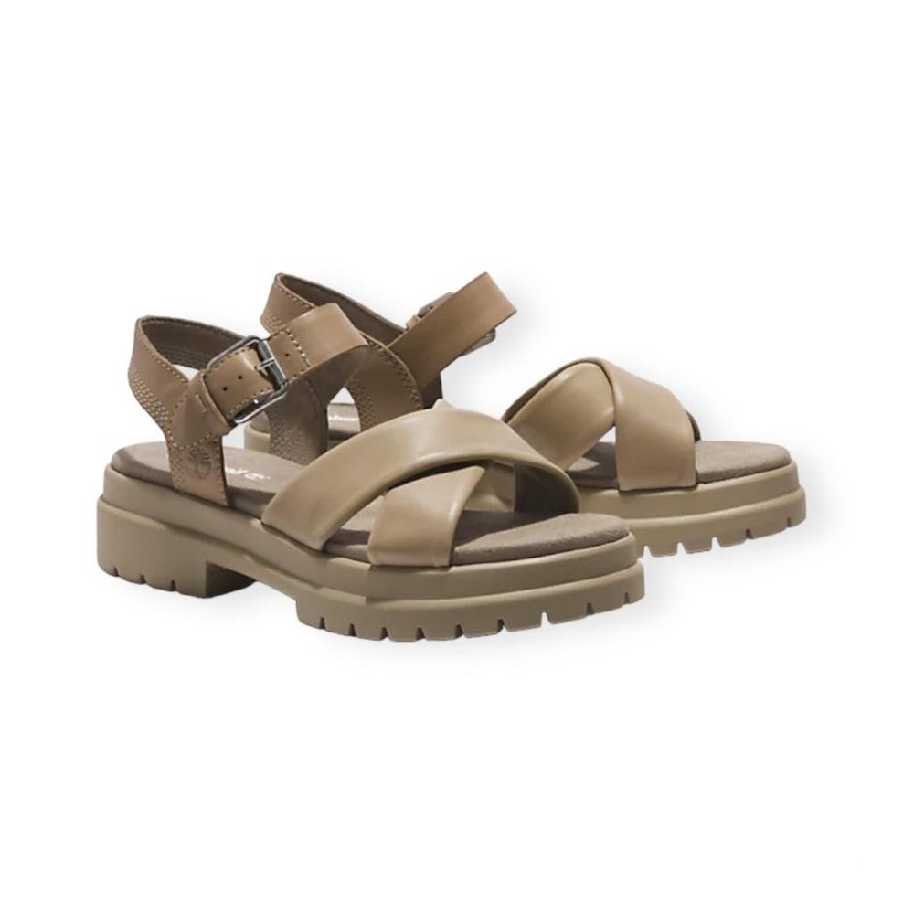 TIMBERLAND WOMEN'S LONDON VIBE ANKLE STRAP SANDAL LIGHT BROWN A5W9R